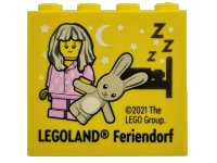 LEGO part Brick 2 x 4 x 3 with LEGOLAND Feriendorf and Pajama Girl with Teddy Pattern 30144pb326
