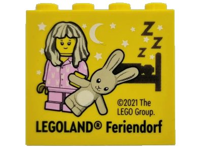 LEGO onderdeel Brick 2 x 4 x 3 with LEGOLAND Feriendorf and Pajama Girl with Teddy Pattern (30144pb326)