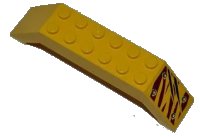 LEGO part Slope 45 10 x 2 x 2 Double with 4 Rivets and 2 Claw Scratch Marks on Dark Red Tiger Stripes Pattern Model Front Left Side (Sticker) - Set 5885 30180pb09L