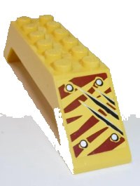 LEGO part Slope 45 10 x 2 x 2 Double with 4 Rivets and 3 Claw Scratch Marks on Dark Red Tiger Stripes Pattern Model Right Side Back (Sticker) - Set 5885 30180pb14R