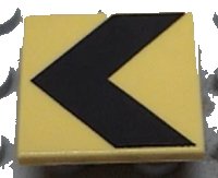 LEGO onderdeel Road Sign 2 x 2 Square with Clip with Black Chevron Pattern (Printed) 30258pb001