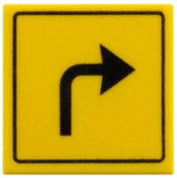LEGO onderdeel Road Sign 2 x 2 Square with Clip with Arrow Right Turn Pattern 30258pb005