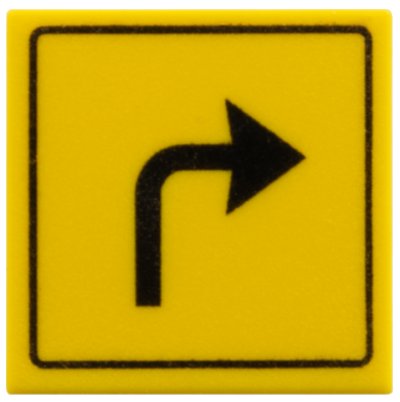 LEGO onderdeel Road Sign 2 x 2 Square with Clip with Arrow Right Turn Pattern (30258pb005)