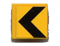 LEGO part Road Sign 2 x 2 Square with Clip with Black Chevron Pattern (Sticker) - Set 8364 30258pb011