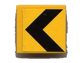 LEGO onderdeel Road Sign 2 x 2 Square with Clip with Black Chevron Pattern (Sticker) - Set 8364 (30258pb011)