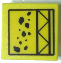LEGO onderdeel Road Sign 2 x 2 Square with Clip with Falling Rocks and Girder Pattern (Sticker) - Set 7243 30258pb014