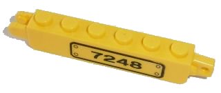 LEGO onderdeel Hinge Brick 1 x 6 Locking, 9 Teeth with Black '7248' on Transparent Background Pattern Model Right Side (Sticker) - Set 7248 (30388pb001Ra)