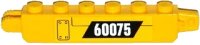 LEGO part Hinge Brick 1 x 6 Locking, 9 Teeth with Panel and White '60075' on Black Parallelogram Pattern Model Right Side (Sticker) - Set 60075 30388pb010R