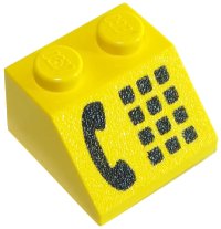 LEGO part Slope 45 2 x 2 with Black Phone Receiver and Buttons Pattern 3039p11