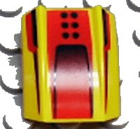 LEGO part Schräge, Curva 2 x 2 Labbro con Motivo Puntini Neri e Scoop su Rosso 30602pb020