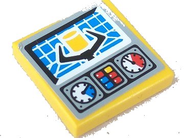 LEGO onderdeel Tile 2 x 2 with Gauges and Crane Grab Pattern (Sticker) - Set 8250 (3068pb0072)