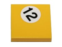 LEGO onderdeel Tegel 2 x 2 met '12' in Witte Cirkel Patroon (Sticker) - Set 40193 3068pb0688