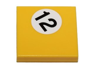 LEGO onderdeel Tegel 2 x 2 met '12' in Witte Cirkel Patroon (Sticker) - Set 40193 (3068pb0688)