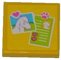 LEGO onderdeel Tegel 2 x 2 met Paardenhoofd Foto en Honden ID Patroon (Sticker) - Set 3188 3068pb0755