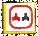 LEGO onderdeel Tile 2 x 2 with Red and Black Race Car Silhouettes in Red Border on White Background (No Passing Zone) Pattern (Sticker) - Set 8364 (3068pb0870)