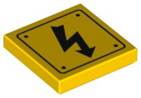 LEGO onderdeel Tegel 2 x 2 met Elektriciteitsgevaar Waarschuwingsbord en Klinknagels Patroon (3068pb1152)