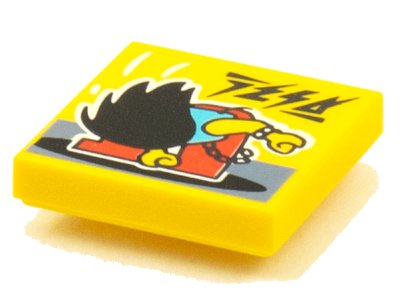 LEGO part Tile 2 x 2 with BeatBit Album Cover - Stooped Minifigure (Headbanger) Pattern (3068pb1551)