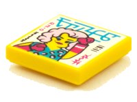 LEGO part Tile 2 x 2 with BeatBit Album Cover - Woman with Pink Hair and Magenta Gloves Pattern 3068pb1576