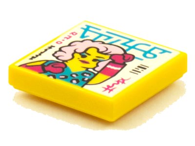 LEGO part Tile 2 x 2 with BeatBit Album Cover - Woman with Pink Hair and Magenta Gloves Pattern (3068pb1576)