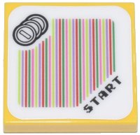 LEGO part Tile 2 x 2 with Super Mario Scanner Code Coins and 'START' Pattern (Sticker) - Sets 71390 / 71434 3068pb1954