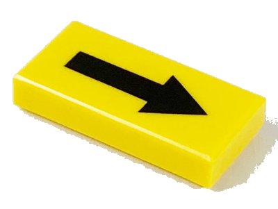 LEGO onderdeel Tile 1 x 2 with Black Arrow Long Pattern (3069p12)