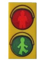 LEGO part Tile 1 x 2 with Traffic Light with Minifigure Green Walk and Red Stop Pattern 3069pb0415