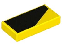 LEGO onderdeel Tile 1 x 2 with Black Thick Stripe on Yellow Background Pattern Model Left Side (3069pb0461L)