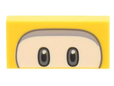 LEGO part Tile 1 x 2 with Black and Dark Bluish Gray Eyes on White Background, Light Bluish Gray Curved Line Pattern (Super Mario Dorrie) (3069pb1034)