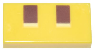LEGO part Tile 1 x 2 with Pixelated Reddish Brown and Bright Light Yellow Rectangles Pattern (Minecraft Sniffer Nostrils) (3069pb1255)