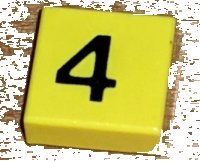 LEGO part Fliese 1 x 1 mit schwarzer Ziffer 4 Muster 3070p04