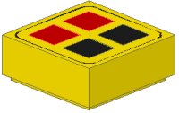 LEGO part Tile 1 x 1 with Red and Black Buttons Pattern 3070p06