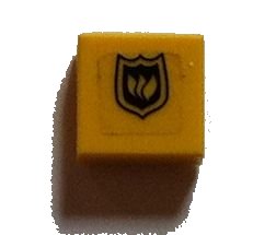 LEGO part Tile 1 x 1 with Black Fire Logo Badge Pattern (Sticker) - Set 7240 (3070pb054)
