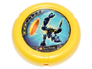 LEGO onderdeel Throwing Disk with Throwbot Scuba / Slizer Sub 3 Pips, LEGO Technic Logo, and Robot Throwing Disk Pattern (32171pb026)