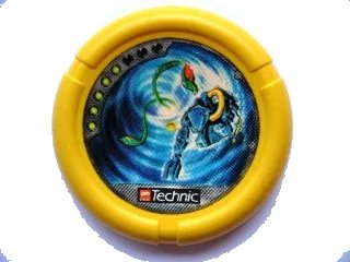 LEGO onderdeel Throwing Disk with Throwbot Scuba / Slizer Sub 5 Pips, LEGO Technic Logo, and Robot and Tentacles Pattern (32171pb028)
