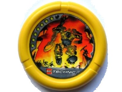 LEGO onderdeel Throwing Disk with Throwbot Blaster 7 Pips, LEGO Technic Logo, and Robot Running Pattern (32171pb060)