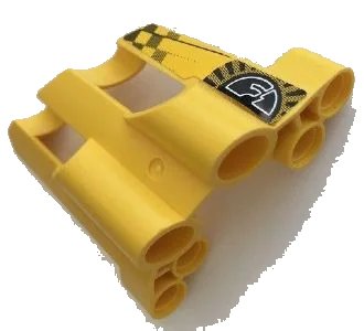 LEGO onderdeel Technic, Panel Fairing # 1 Large Short, Large Holes, Side A with Stylized 'F1' and Checkered Pattern (Sticker) - Set 8445 (32190pb12)