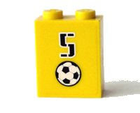 LEGO part Brick 1 x 2 x 2 with Inside Axle Holder with Number  5 and Soccer Ball (Football) Pattern (Sticker) - Set 3424 3245bpb11