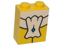 LEGO part Stein 1 x 2 x 2 mit innerer Stifthalterung mit weißem Schlips-Muster 3245cpb049