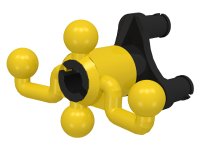 LEGO part Technic, Steering Arm with 4 Tow Ball with Black Wheel Hub 3 Pin Triangular (32495 / 32496) 32495c01