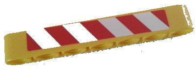 LEGO onderdeel Technic, Liftarm Thick 1 x 7 with Red and White Danger Stripes Pattern Model Left Side (Sticker) - Set 8053 (32524pb026L)