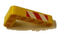LEGO onderdeel Technic, Liftarm, Modified Bent Thick L-Shape 3 x 5 with Red and White Danger Stripes Pattern Model Left Side (Sticker) - Set 42006 32526pb007L