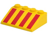 LEGO part Slope 33 3 x 4 with Red Stripes Pattern 3297p01