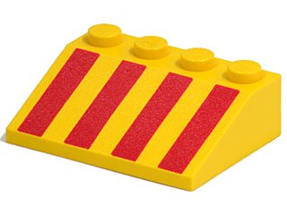 LEGO onderdeel Slope 33 3 x 4 with Red Stripes Pattern (3297p01)