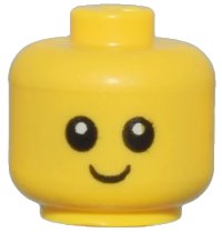 LEGO part Minifigure, Baby / Toddler Head with Neck with Black Eyes, White Pupils, and Smile Pattern 33464pb01