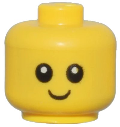 LEGO onderdeel Minifigure, Baby / Toddler Head with Neck with Black Eyes, White Pupils, and Smile Pattern (33464pb01)