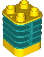 LEGO part Duplo Brique 2 x 2 x 2 Nervurée - Centre Affleurant avec Bord avec Motif des Nageoires en Caoutchouc Flexible Bleu Turquoise Foncé Moulé 35110pb03