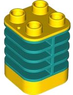 LEGO onderdeel Duplo Steen 2 x 2 x 2 Geribfeld - Centrum Vlak met Rand met Gietvorm Flexibel Rubber Donker Turquoise Vinnen Patroon (35110pb03)