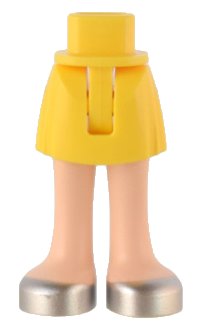 LEGO part Mini Doll Hips and Skirt with Molded Light Nougat Legs and Printed Silver Open Top Shoes Pattern - Thin Hinge 35216ac00pb005