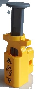 LEGO onderdeel Projectile Launcher, Net Shooter with Dark Bluish Gray Firing Pin with 'CAUTION' and Triangles on Yellow Background Pattern (Sticker) - Set 60173 / 60175 (35456c01pb03)