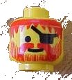 LEGO part Minifigure, Head Standard Grin with Red Messy Hair, Moustache, and Vertical Lines Beard, Black Eye Patch Pattern - Solid Stud 3626apb06